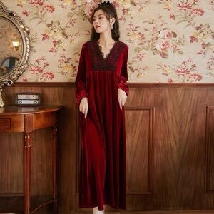 Elegant Red Velvet Dress